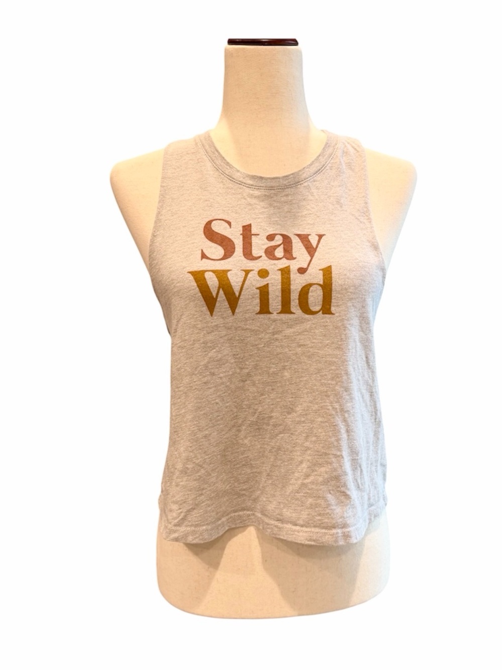 Vuori cotton Stay Wild Graphic Muscle Tank Light Gray Rust Mustard XS